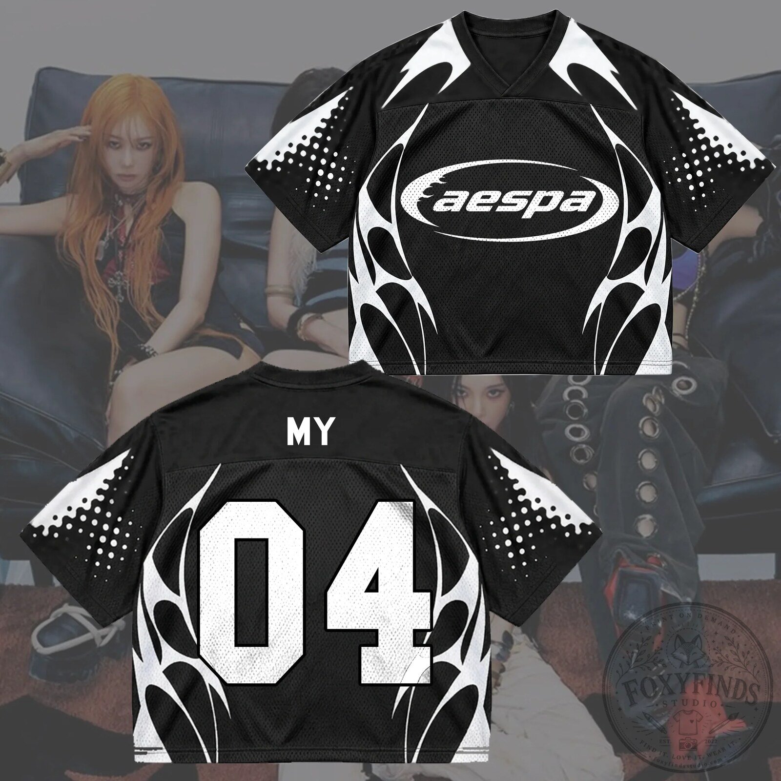 Aespa Complexity Synk Retro Sporty Mixed Mesh Jersey Fan Gift